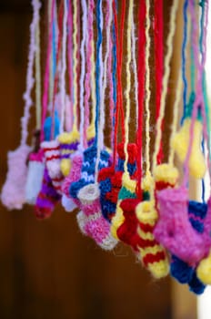 Knit socks on the street market in Tbilisi Old town, Republic of Georgia