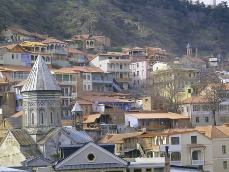 Churches and domes of Tbilisi, view to historical part of the capital of Republic of Georgia