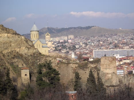 Medieval castle of Narikala and Tbilisi city overview, Republic of Georgia, Caucasus region