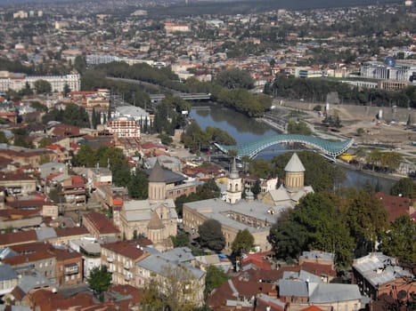 Churches and domes of Tbilisi, view to historical part of the capital of Republic of Georgia