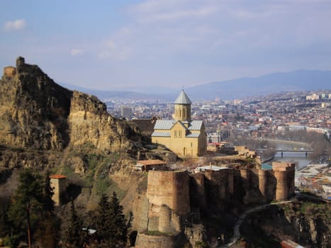 Medieval castle of Narikala and Tbilisi city overview, Republic of Georgia, Caucasus region