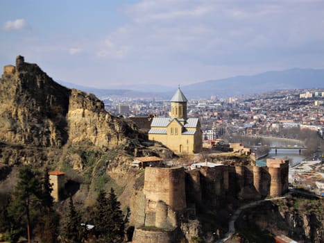 Medieval castle of Narikala and Tbilisi city overview, Republic of Georgia, Caucasus region