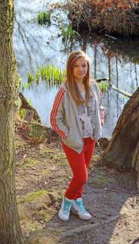 teenage girl in the woods