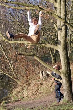 teenagers in the woods