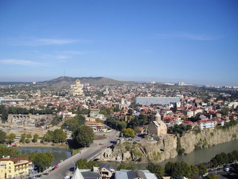 Churches and domes of Tbilisi, view to historical part of the capital of Republic of Georgia