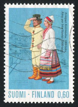 FINLAND - CIRCA 1973: stamp printed by Finland, shows Married Couple, circa 1973