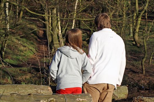 teenagers in the woods