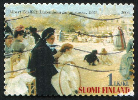 FINLAND - CIRCA 2004:  stamp printed by Finland, shows women in Luxembourg Garden, picture of Albert Edelfelt, circa 2004