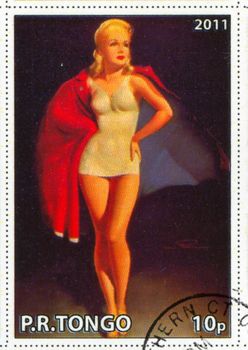 TONGO - CIRCA 2011: stamp printed by Tongo, shows Pin-up girl, by Earl MacPherson, circa 2011