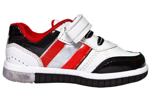 Chinese sneaker with red stripes isolated on white background