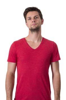 Young man in red t-shirt
