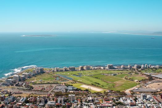 View of Mouille Point with the cape town Stadium from Signal Hill
