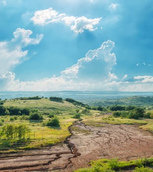 cloudy sky over drought earth