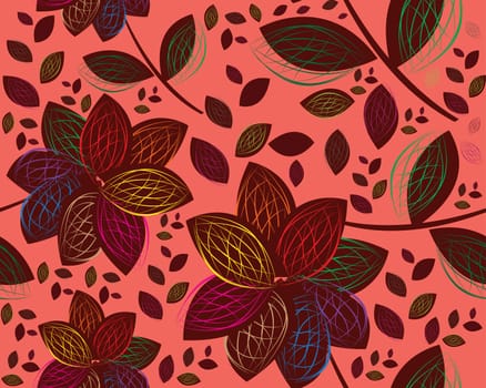 colored and modern Retro floral seamless background.