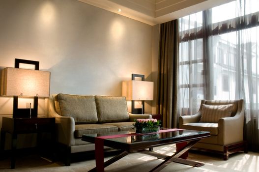 Suite living room of a elegant 5 star luxury hotel 