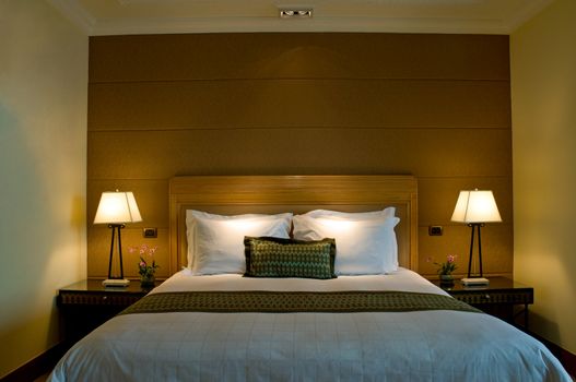 Bedroom of a elegant 5 star luxury hotel 