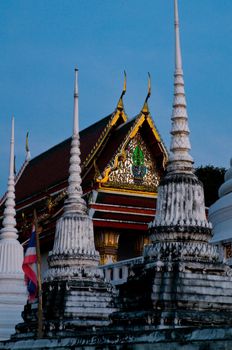 A tempel in a wat during a full moon night