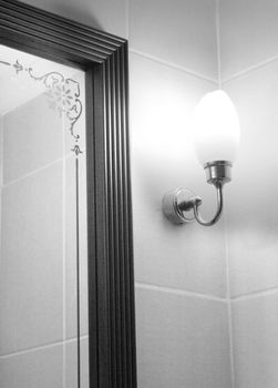 Light mirror in the bathroom