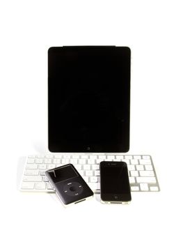 Apple Ipad Computer Tablet and Iphone Isolated on White Background