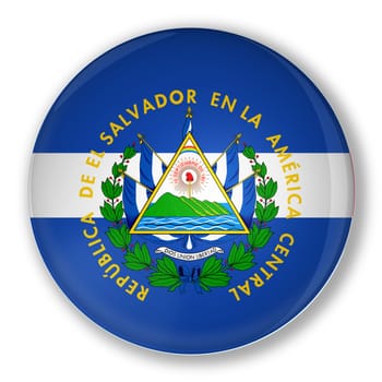 Illustration of a badge with flag of El Salvador with shadow