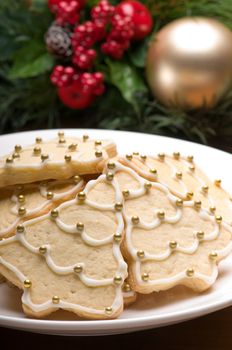 Decorated cookies in festive setting with decoration