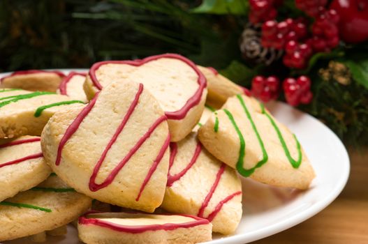 Decorated cookies in festive setting with decoration