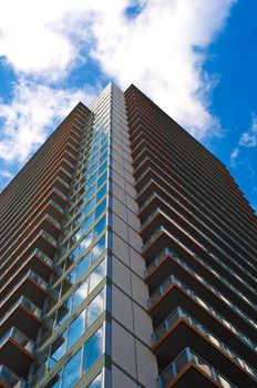 Office buiding front view with blue sky