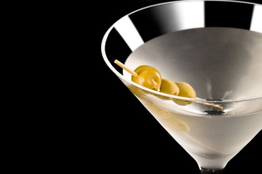 Vodka Martini in front of a black background
