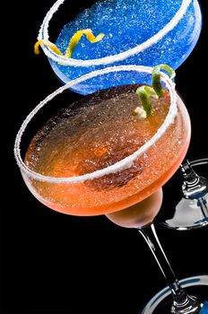 Cobalt and Peach Margarita over black background