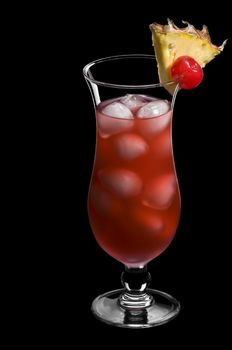 Singapore sling over black in a beautiful long drink glass