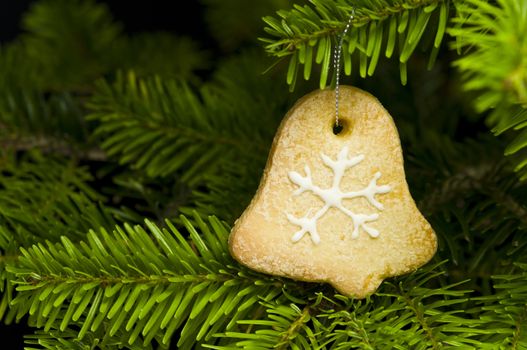 Bell shape short bread cookie in  Christmas tree