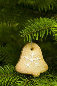 Bell shape short bread cookie in  Christmas tree