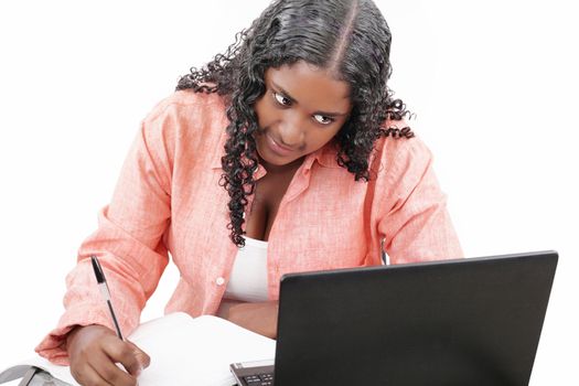 happy african college student studying