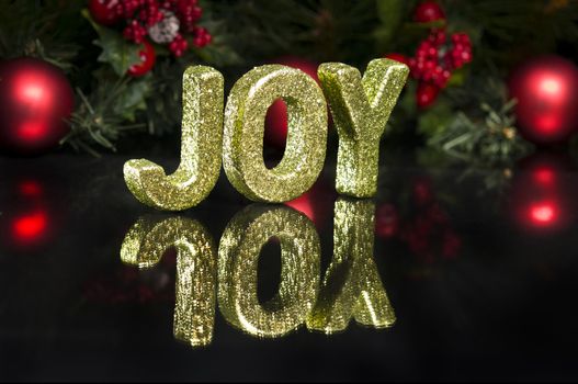 In capital letter written joy, glitter effect over black