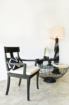 Contemporary seating combination in black with elegant pillows and details