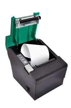 open thermal printer on a white background