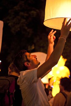 Loy Krathong festival in Chiang Mai Thailand