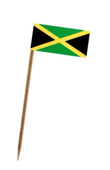 Tooth pick wit a small paper flag of Jamaica