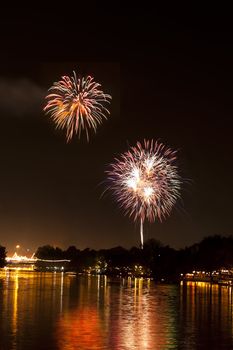 Fireworks Over a river nice reflection