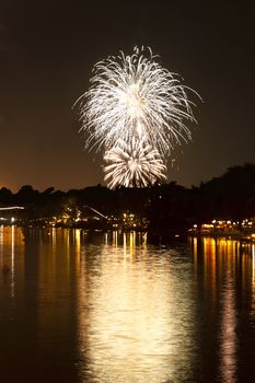 Fireworks Over a river nice reflection