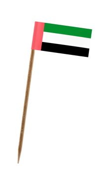 Tooth pick wit a small paper flag of United Arab Emirates