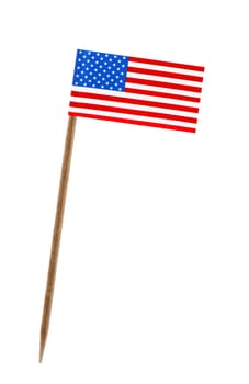 Tooth pick wit a small paper flag of United States of America, US