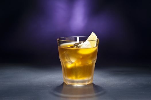 A image of a single Rusty Nail Cocktail