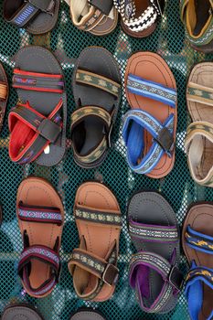 Sandals for sale at a market