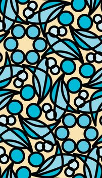 Seamless wallpaper pattern of blue shells and circles