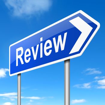Illustration depicting a sign with a review concept.