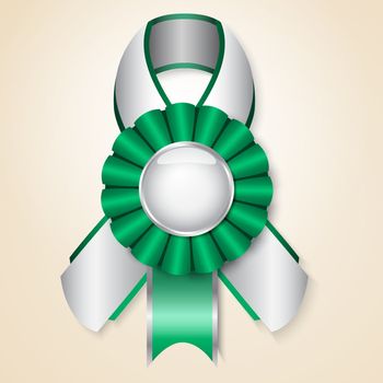 Green vector prize ribbon with place for text