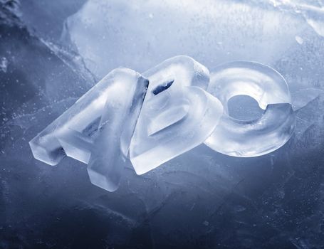 "ABC" letters made of real ice.