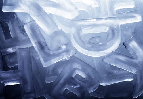 Random letters made of real ice.