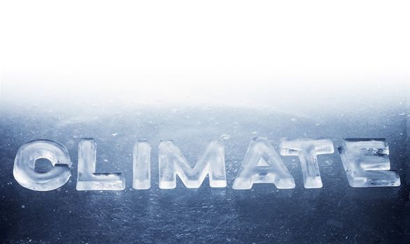 Word Climate made of real ice letters.